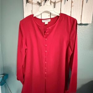 Norton McNaughton Red Button-Front Tunic